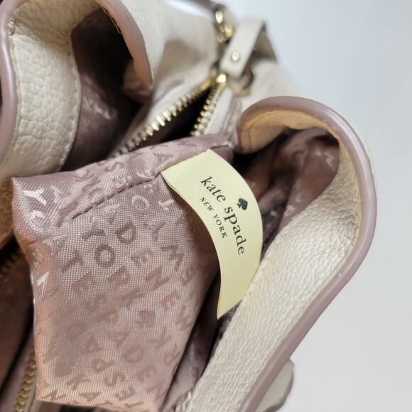 Kate Spade Larchmont Ave Evangelie Satchel Cream‎ Pebbled Leather Crossbody Bag - Picture 13 of 16